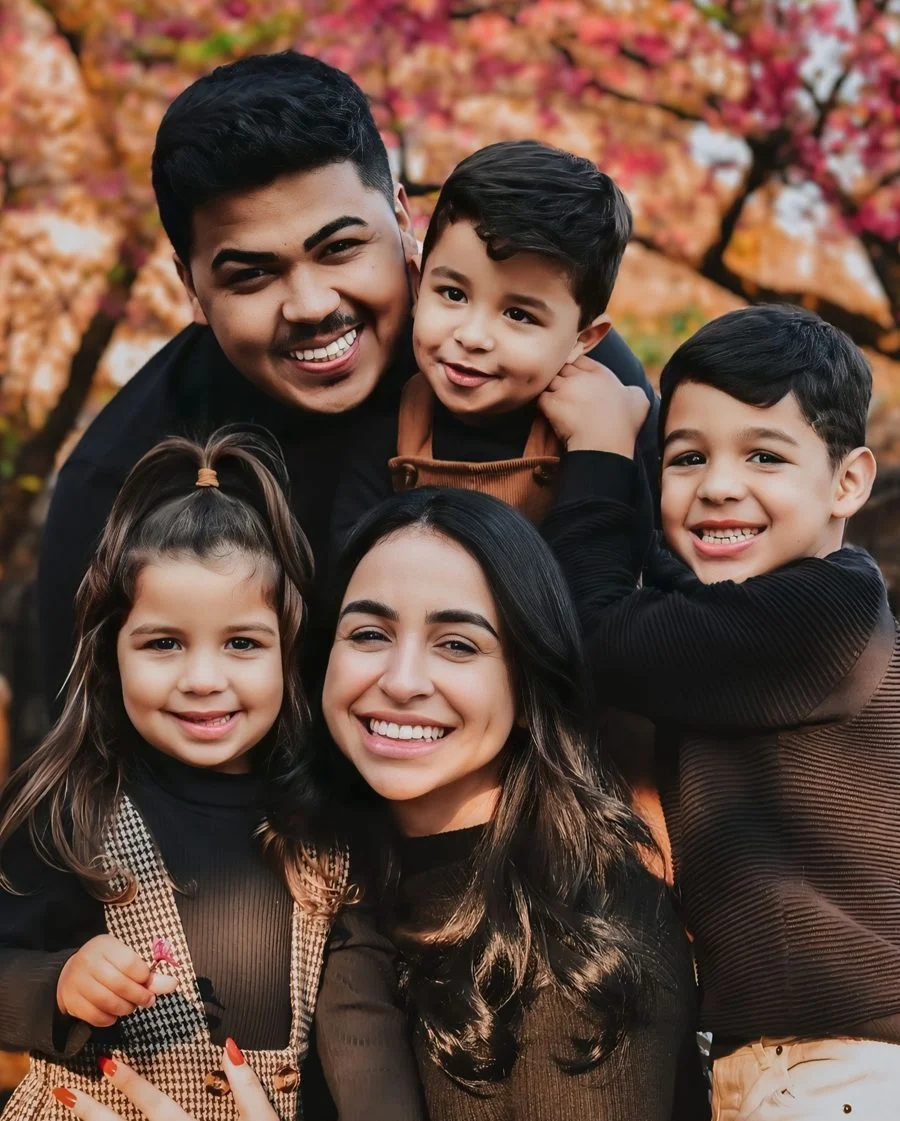 Aline Rodivas com sua família